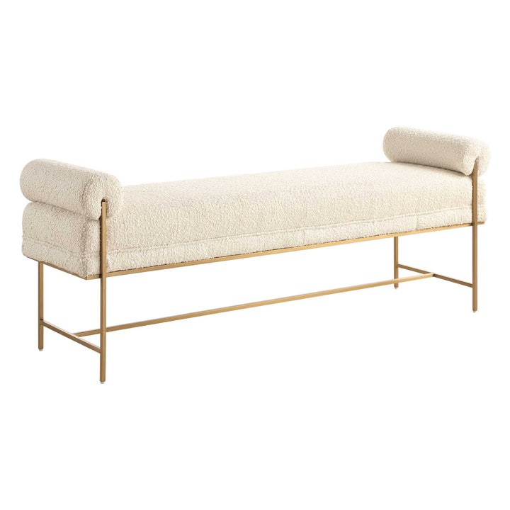 American Home Furniture Uttermost Bolster Pearl White Bench