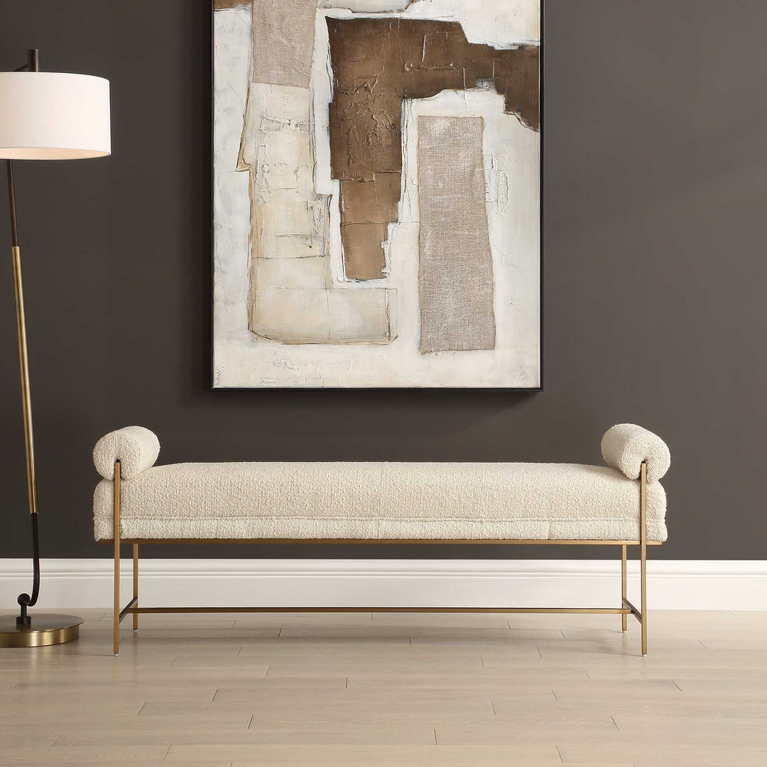 American Home Furniture Uttermost Bolster Pearl White Bench