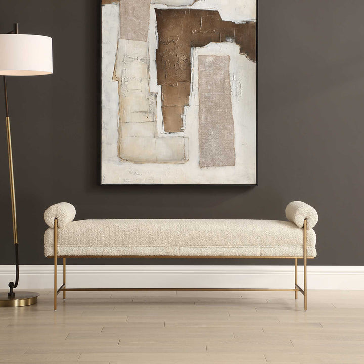 American Home Furniture Uttermost Bolster Pearl White Bench