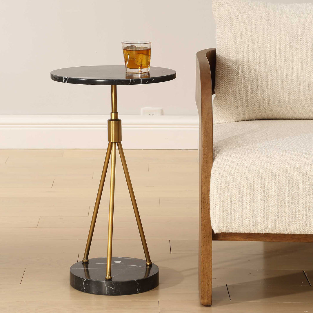 American Home Furniture Uttermost Rosston Black Marble Accent Table
