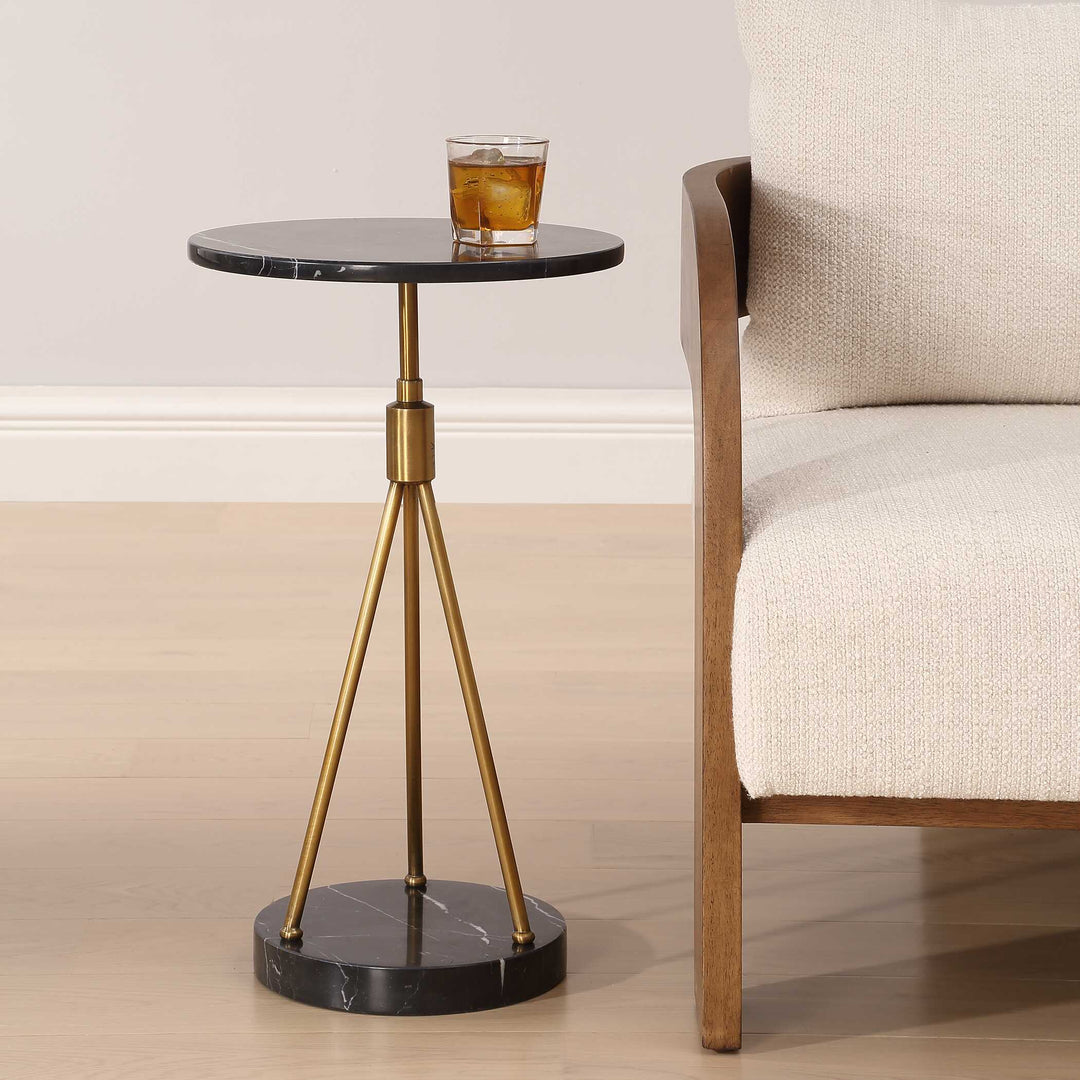 American Home Furniture Uttermost Rosston Black Marble Accent Table