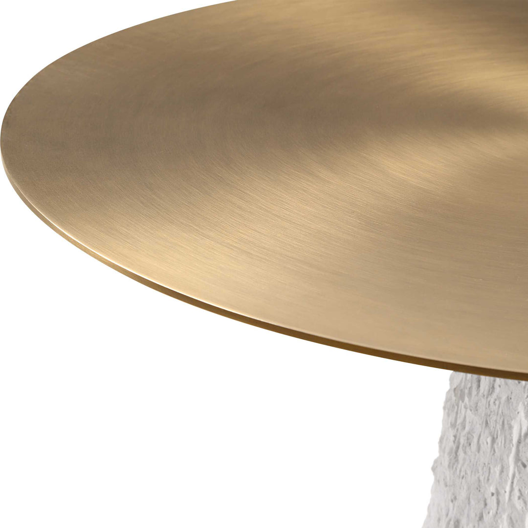 American Home Furniture Uttermost Hollen White Stone Accent Table