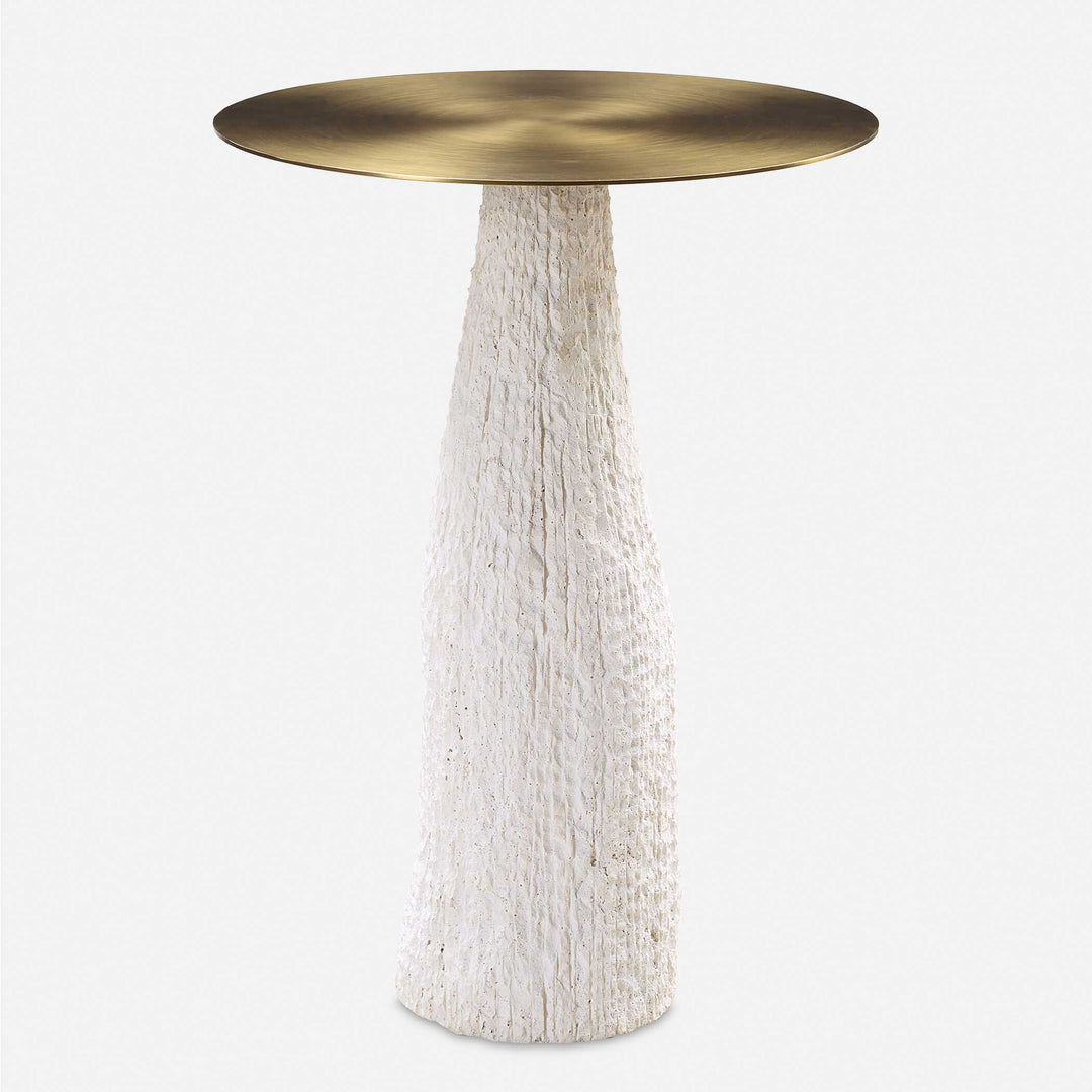 American Home Furniture Uttermost Hollen White Stone Accent Table
