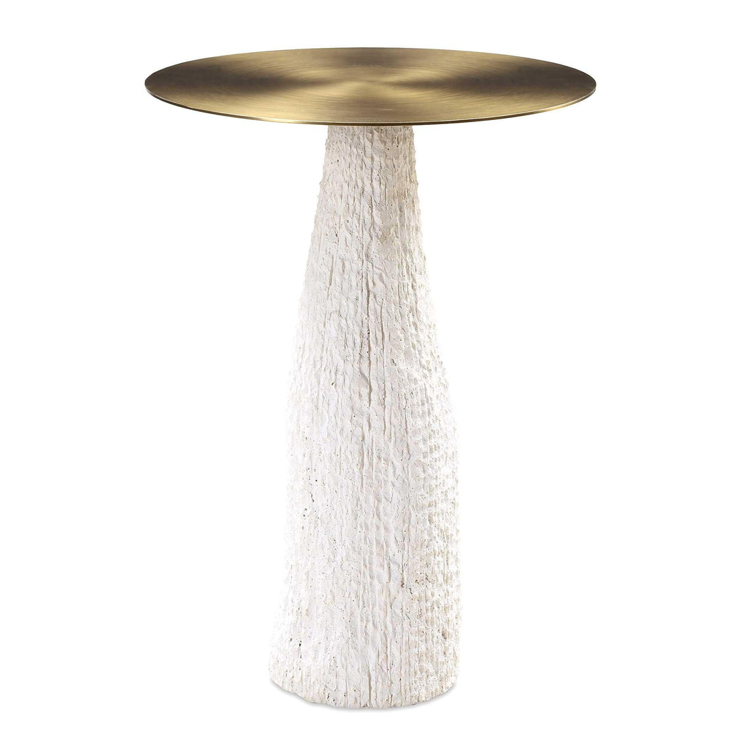 Hollen White Stone Accent Table - AmericanHomeFurniture