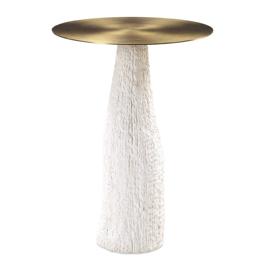 American Home Furniture Uttermost Hollen White Stone Accent Table