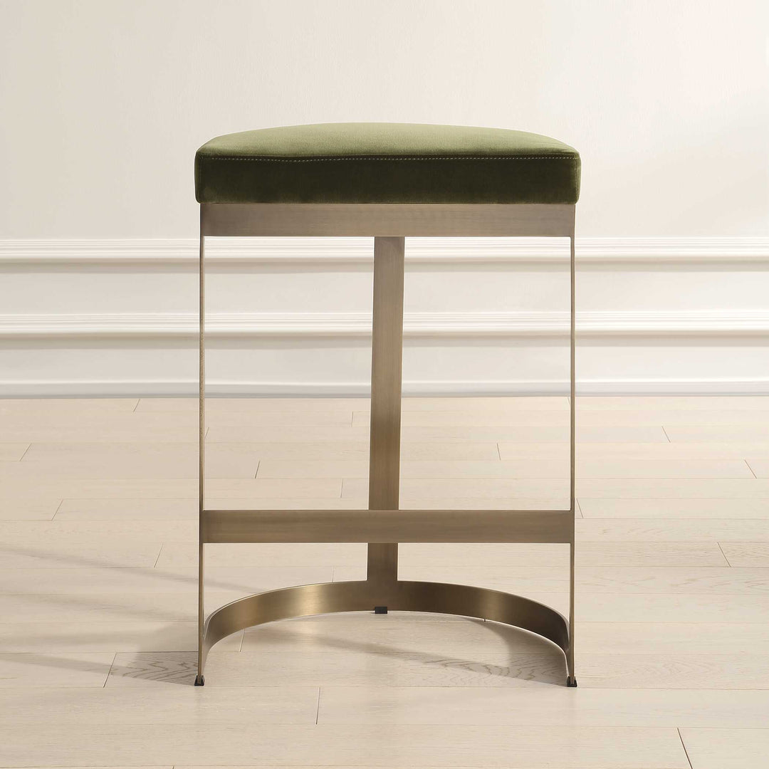 American Home Furniture Uttermost Ivanna Brass Moss Counter Stool