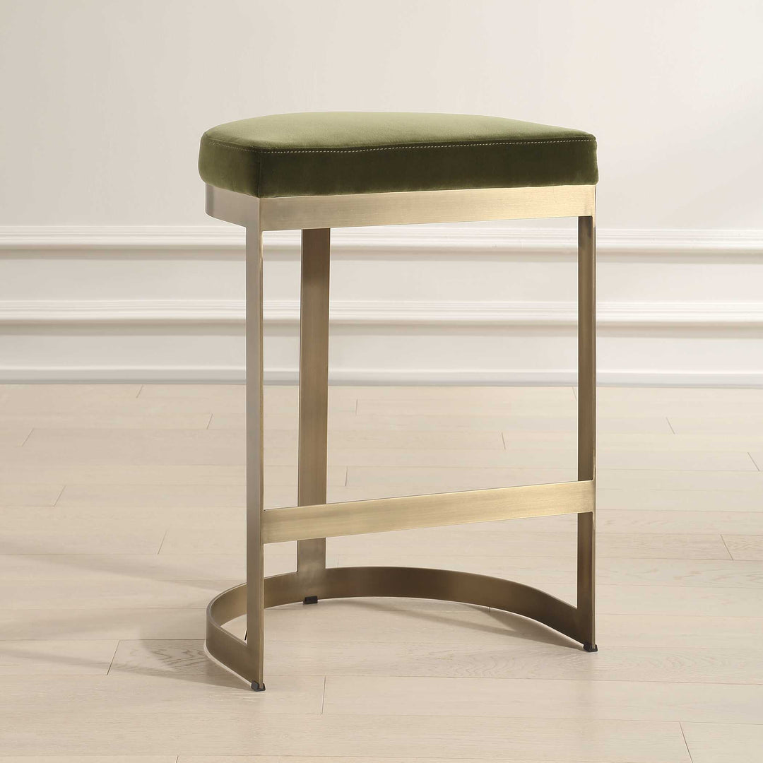 American Home Furniture Uttermost Ivanna Brass Moss Counter Stool