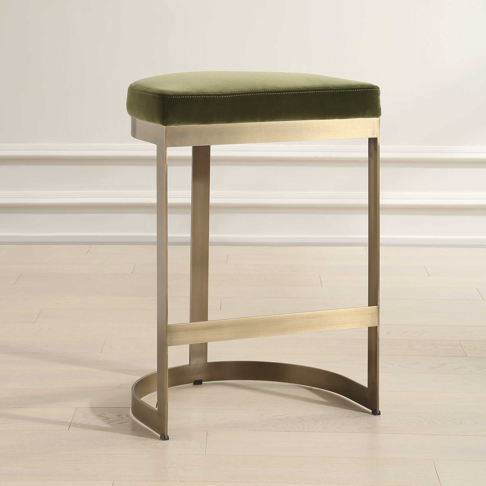 American Home Furniture Uttermost Ivanna Brass Moss Counter Stool