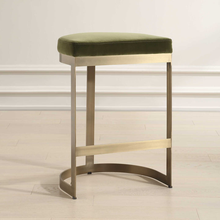 American Home Furniture Uttermost Ivanna Brass Moss Counter Stool