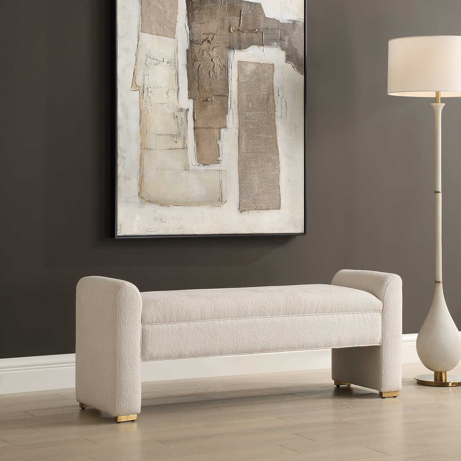 American Home Furniture Uttermost Caliste Ivory Bench