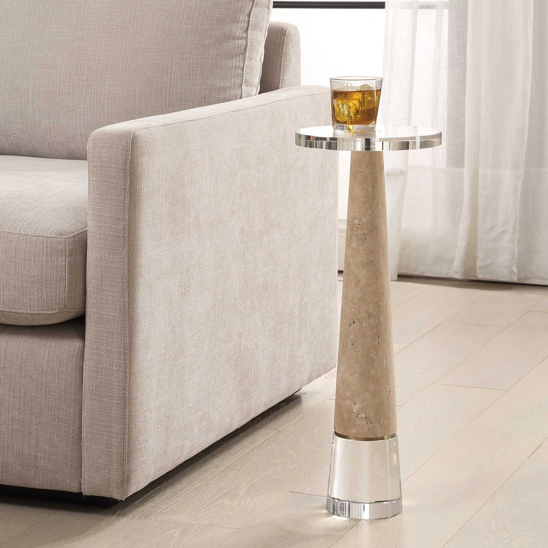 American Home Furniture Uttermost Niari Travertine Drink Table