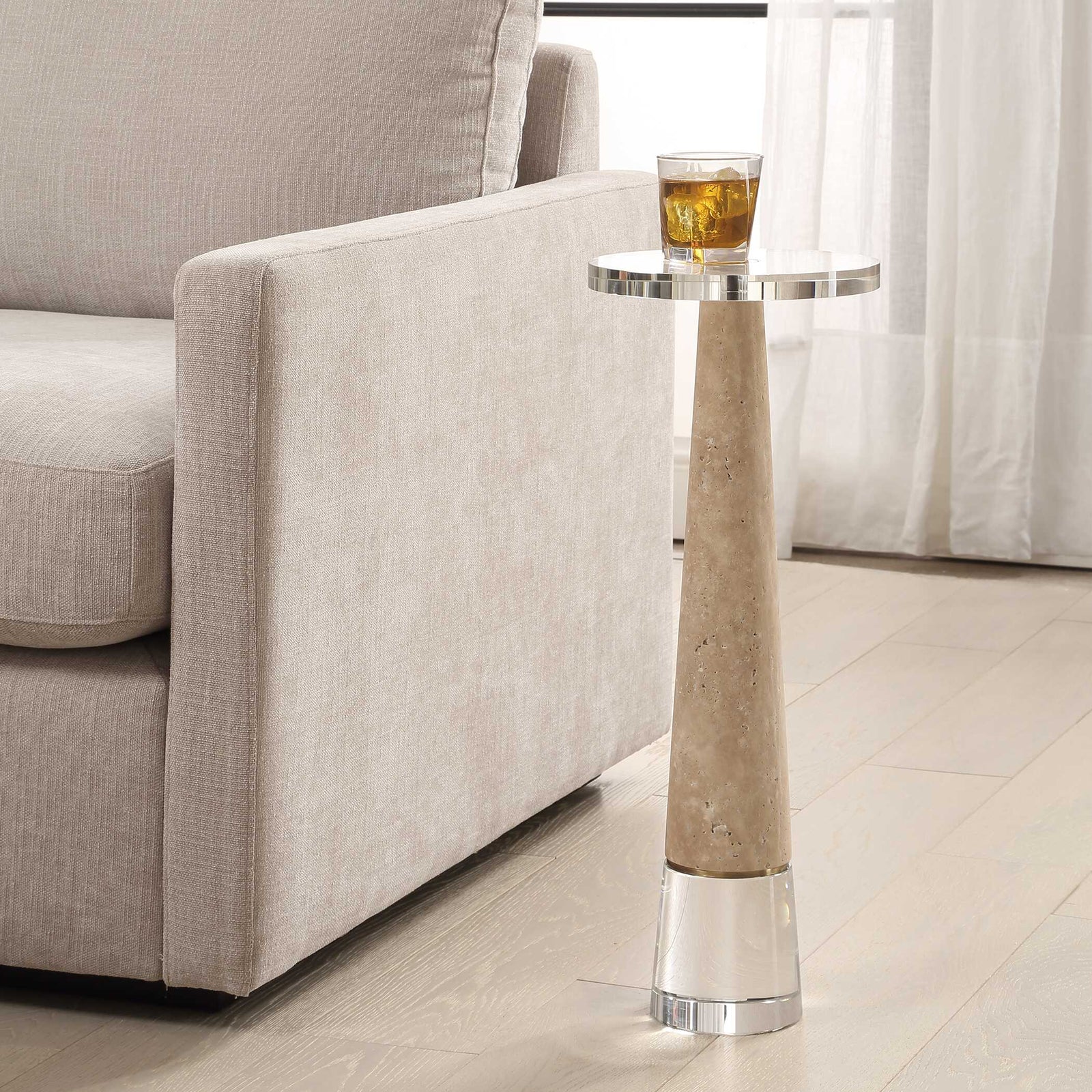 American Home Furniture Uttermost Niari Travertine Drink Table