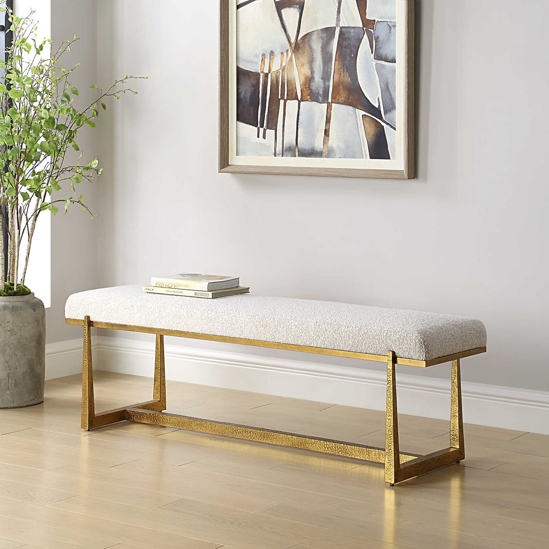 American Home Furniture Uttermost Midas Antique Gold Bench Set of 2