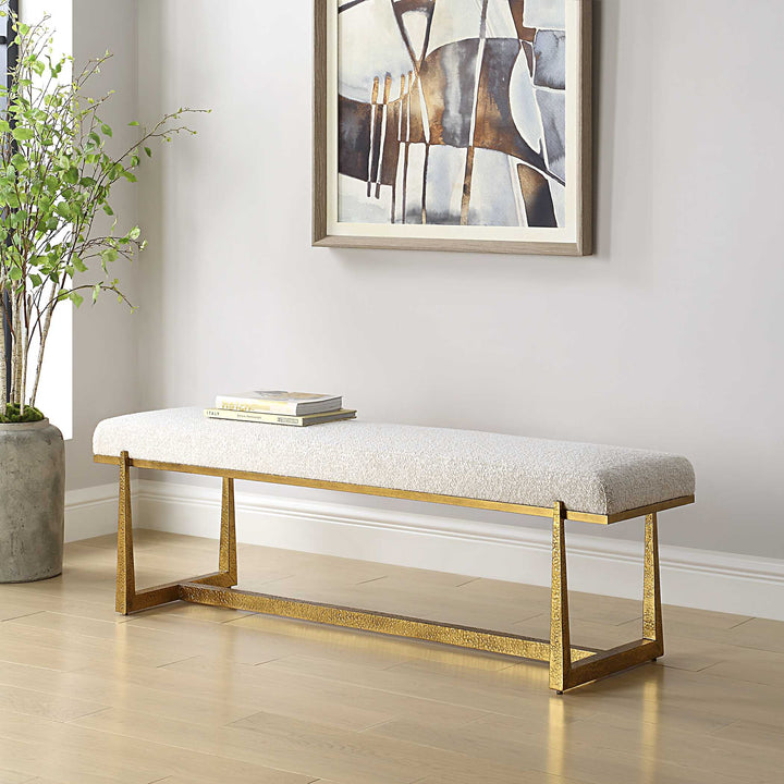American Home Furniture Uttermost Midas Antique Gold Bench Set of 2