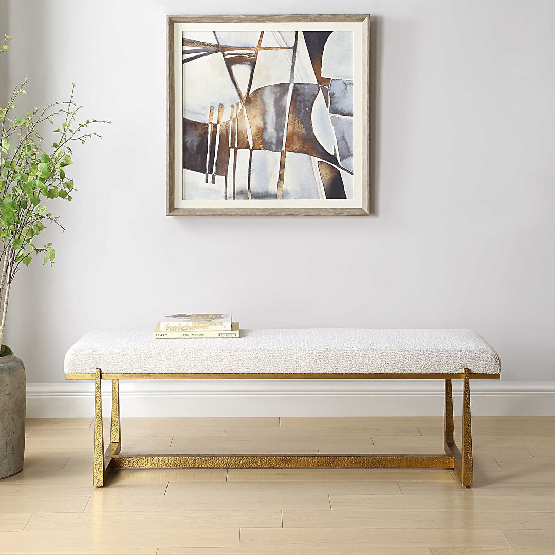 American Home Furniture Uttermost Midas Antique Gold Bench Set of 2