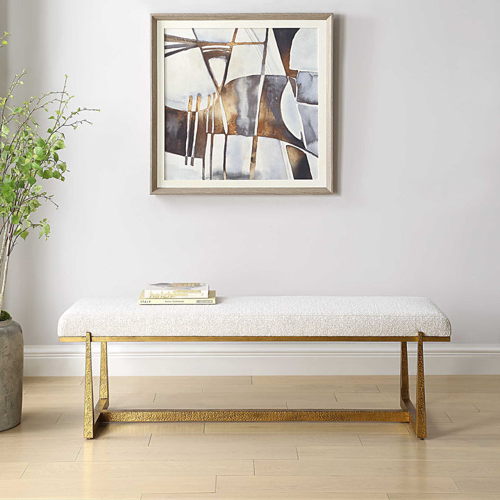 American Home Furniture Uttermost Midas Antique Gold Bench Set of 2
