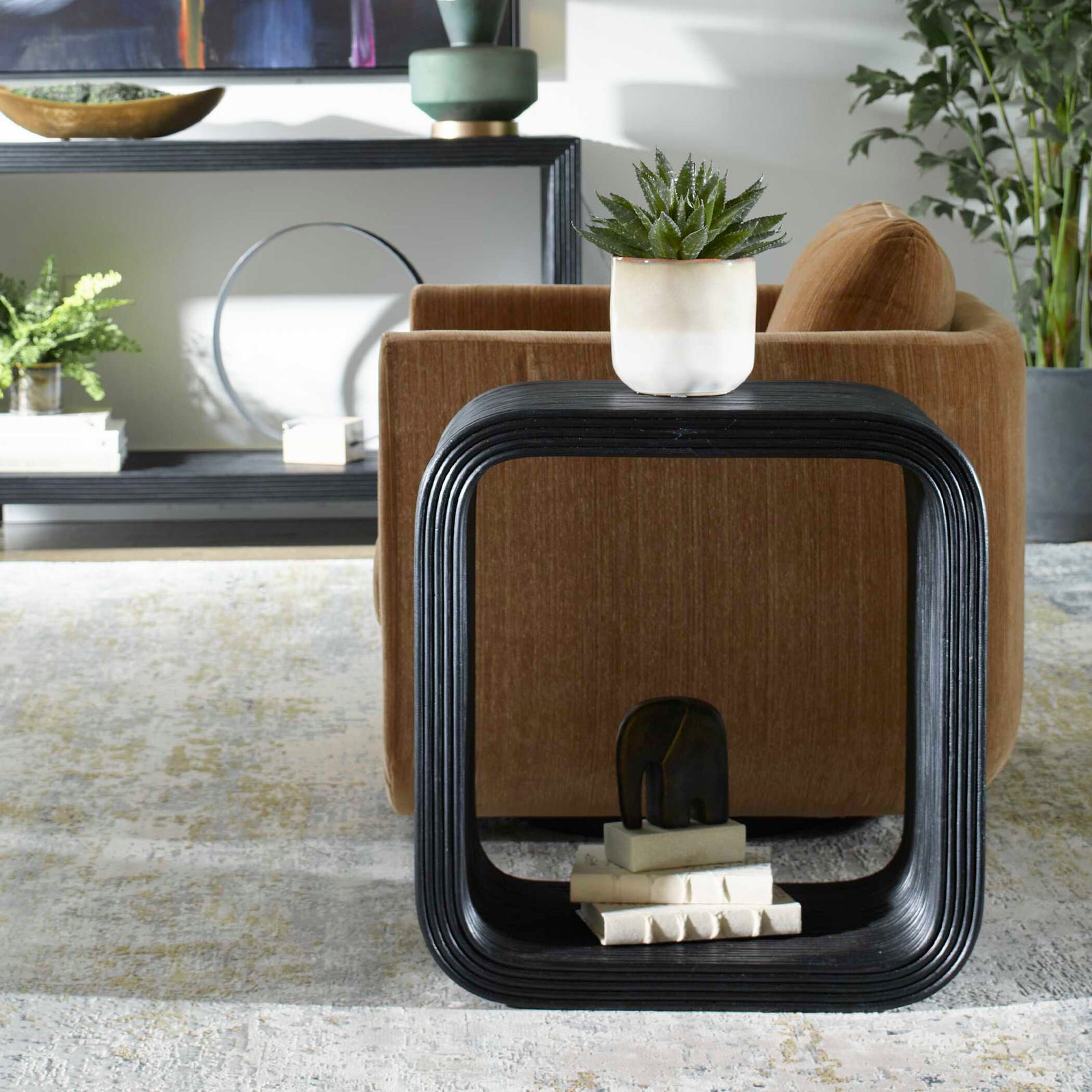 American Home Furniture Uttermost Compton Rattan Side Table