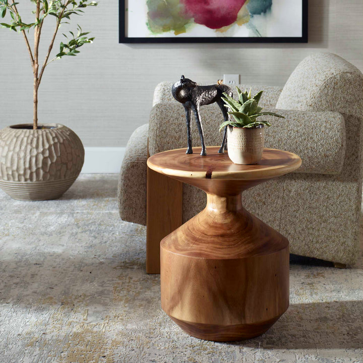American Home Furniture Uttermost Lynx Hourglass Accent Table