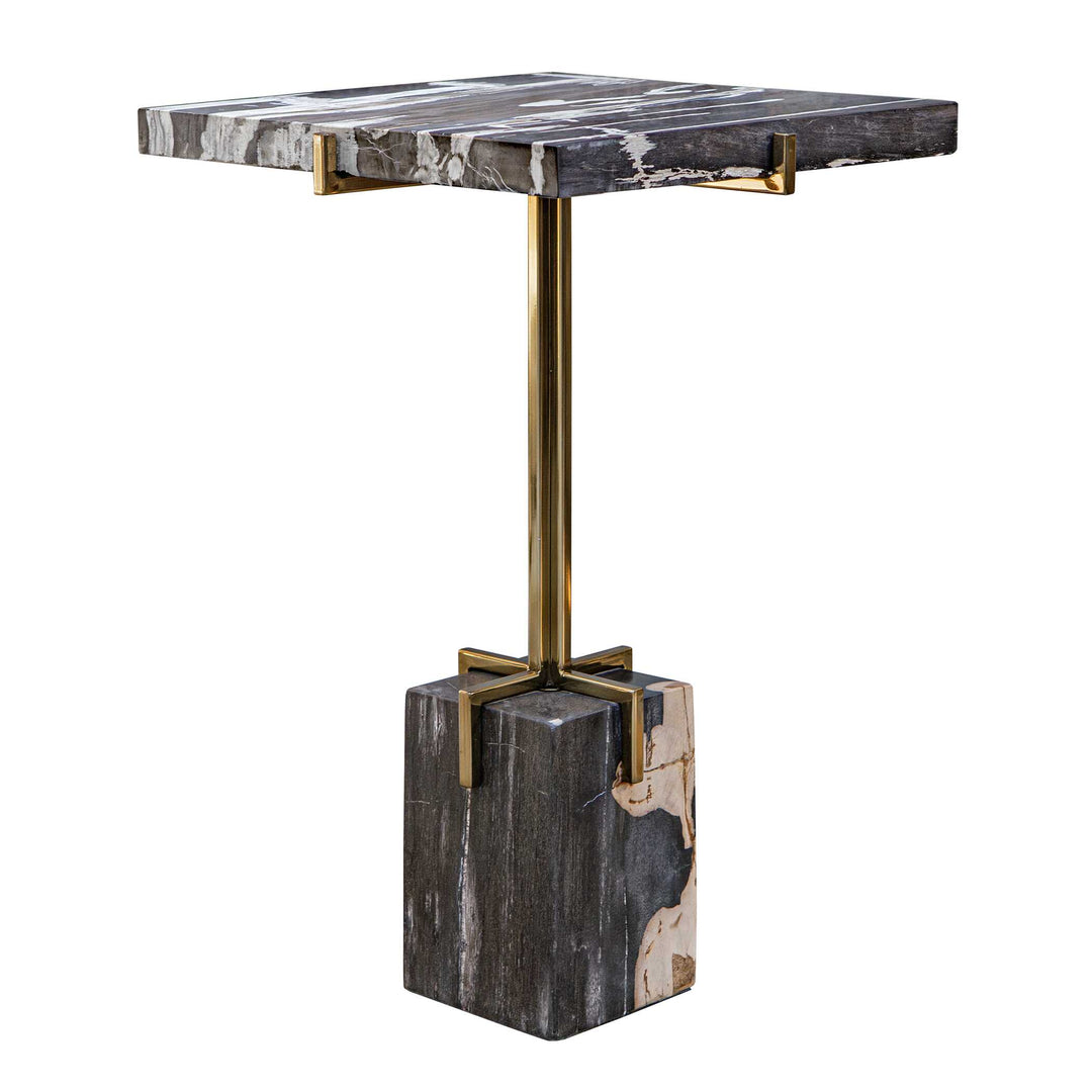 American Home Furniture Uttermost Rowman Petrified Wood Accent Table