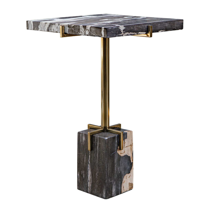 American Home Furniture Uttermost Rowman Petrified Wood Accent Table