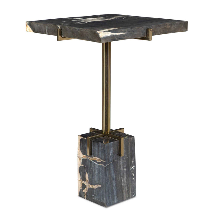 American Home Furniture Uttermost Rowman Petrified Wood Accent Table