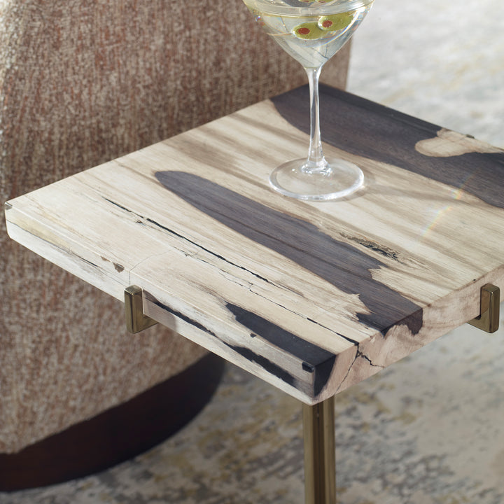 American Home Furniture Uttermost Rowman Petrified Wood Accent Table