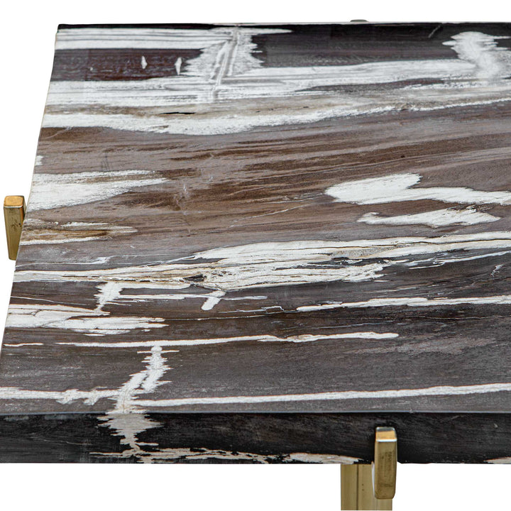 American Home Furniture Uttermost Rowman Petrified Wood Accent Table