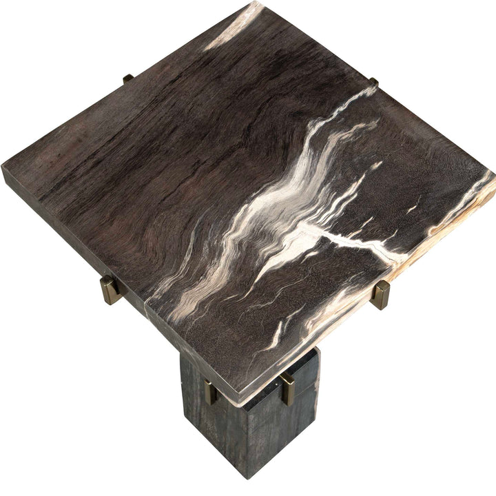 American Home Furniture Uttermost Rowman Petrified Wood Accent Table