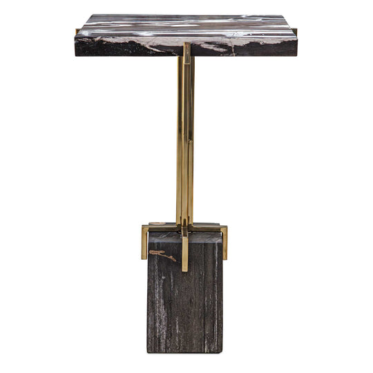 American Home Furniture Uttermost Rowman Petrified Wood Accent Table