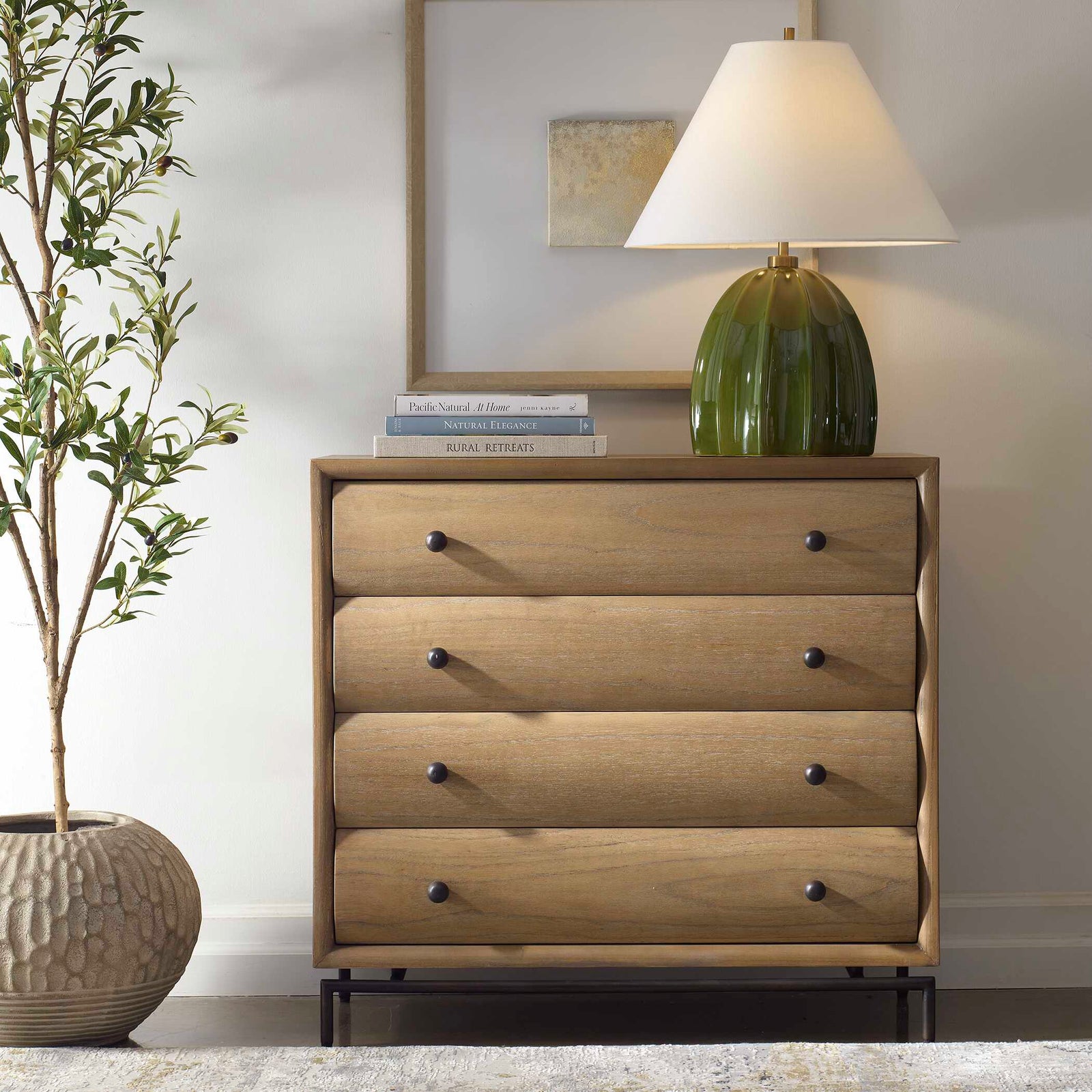 American Home Furniture Uttermost Millard Curved 4 Drawer Chest