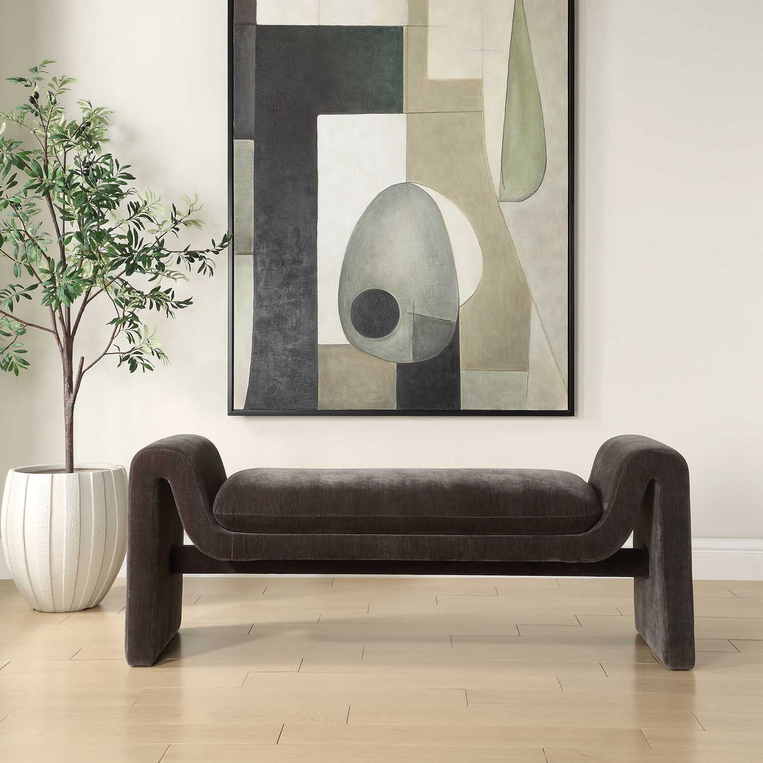 American Home Furniture Uttermost Manson Modern Charcoal Bench