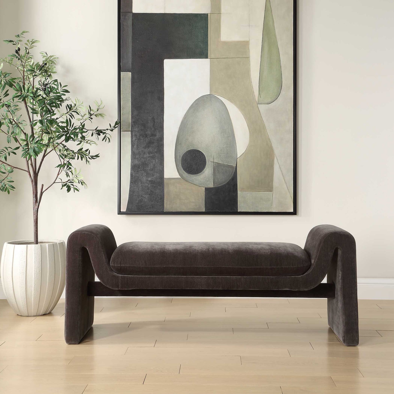 American Home Furniture Uttermost Manson Modern Charcoal Bench