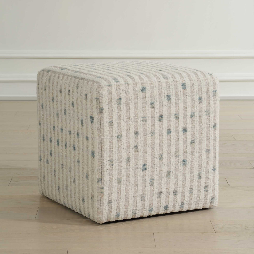 American Home Furniture Uttermost Joie White Chenille Ottoman