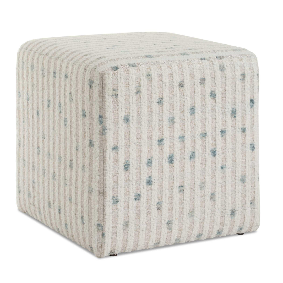 Joie White Chenille Ottoman - AmericanHomeFurniture