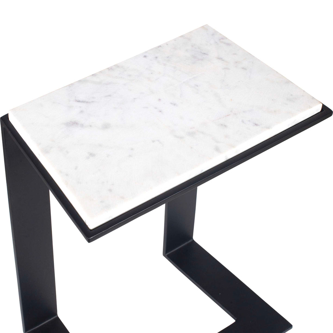 Kenora White Marble Accent Table