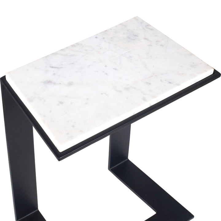 Kenora White Marble Accent Table