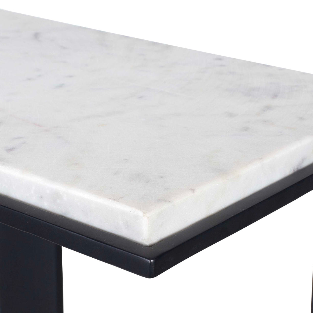 Kenora White Marble Accent Table