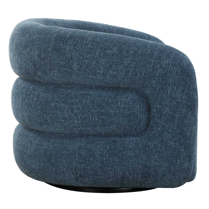 American Home Furniture Uttermost Junie Blue Swivel Barrel Chair