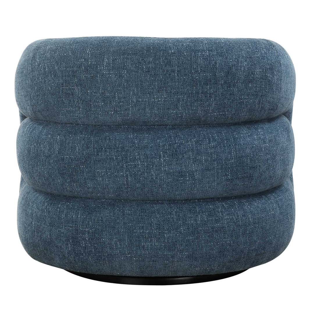 American Home Furniture Uttermost Junie Blue Swivel Barrel Chair