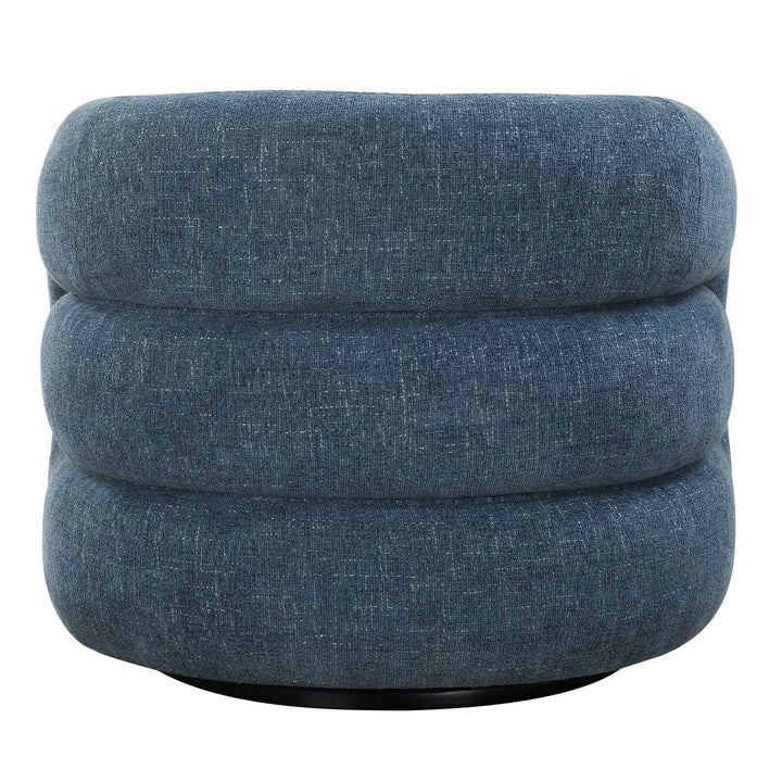 American Home Furniture Uttermost Junie Blue Swivel Barrel Chair