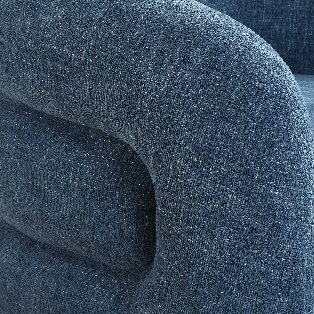 American Home Furniture Uttermost Junie Blue Swivel Barrel Chair