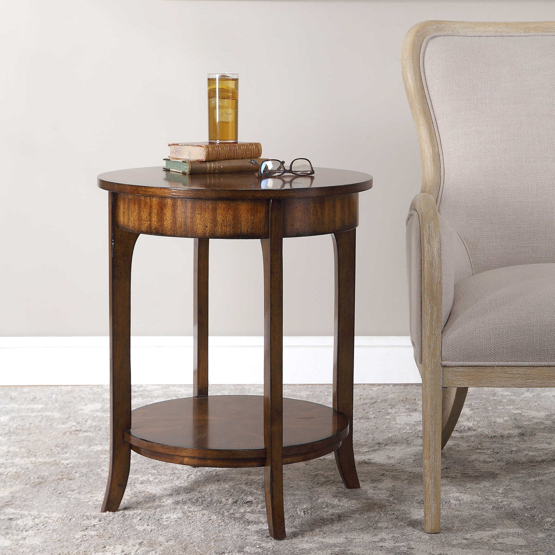 American Home Furniture Uttermost Carmel Round Lamp Table