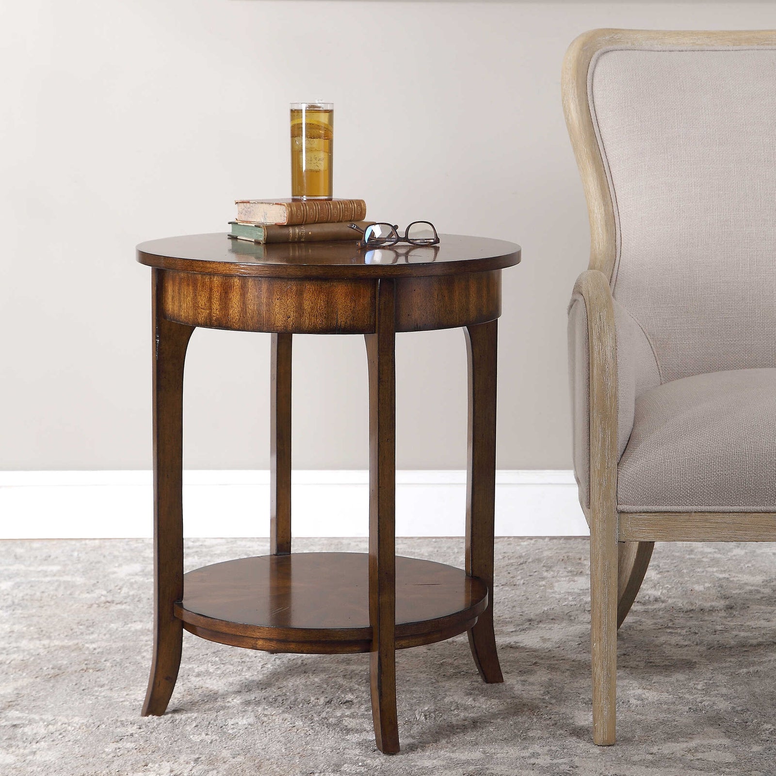 American Home Furniture Uttermost Carmel Round Lamp Table