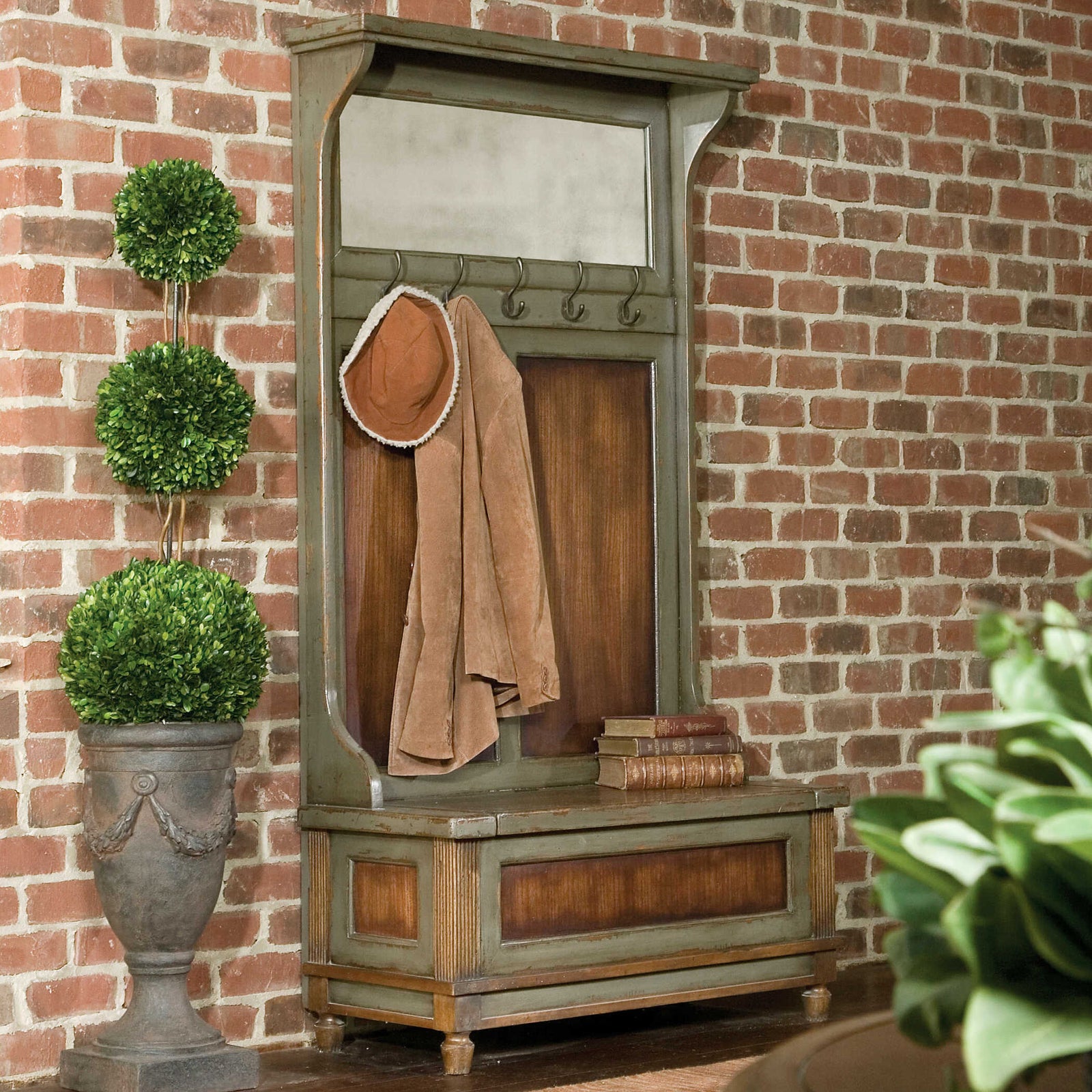 American Home Furniture Uttermost Riyo Distressed Hall Tree