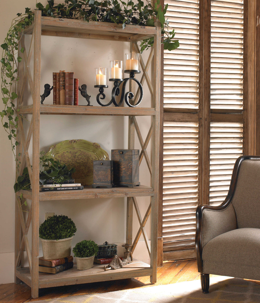 American Home Furniture Uttermost Stratford Reclaimed Wood Etagere