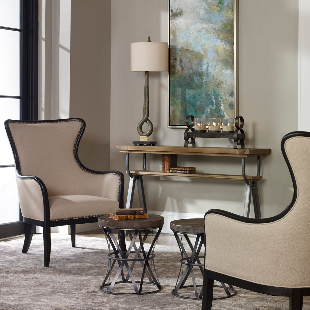 American Home Furniture Uttermost Sandy Wing Back Armchair