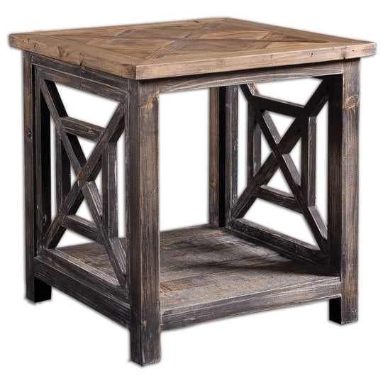 American Home Furniture Uttermost Spiro Reclaimed Wood End Table