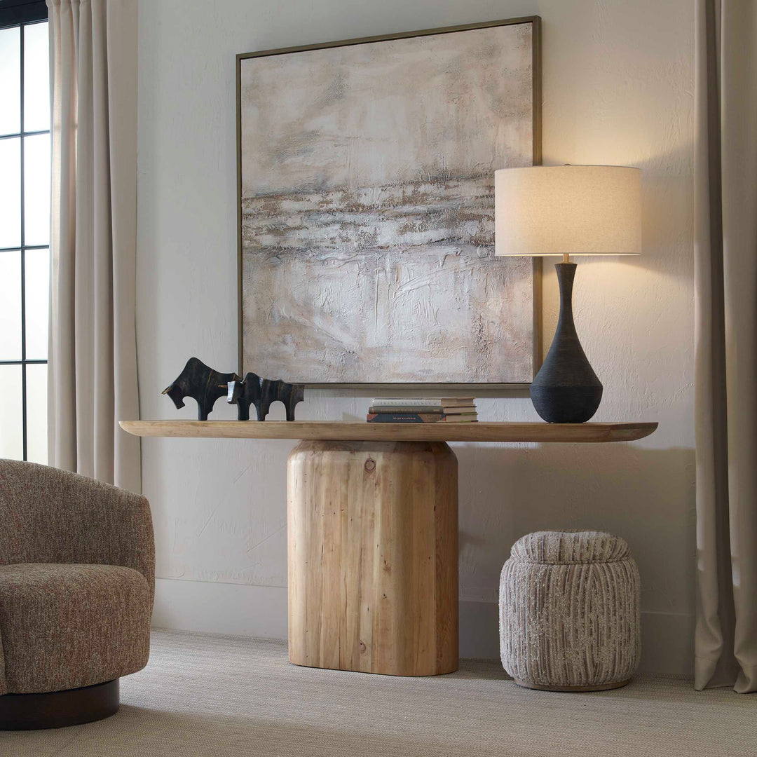 American Home Furniture Uttermost Camerlin Reclaimed Oak Console Table