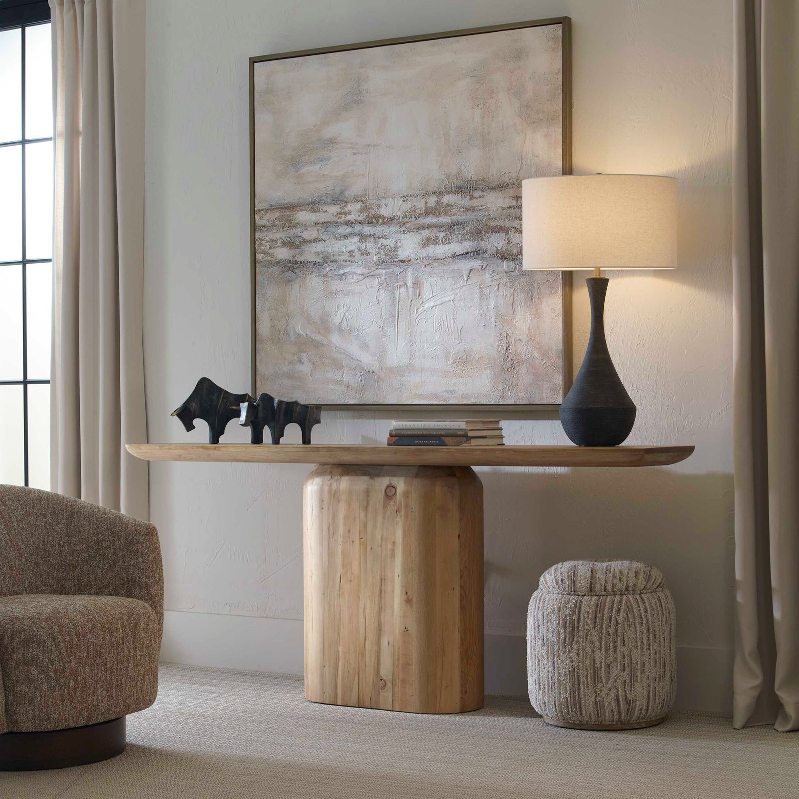 American Home Furniture Uttermost Camerlin Reclaimed Oak Console Table