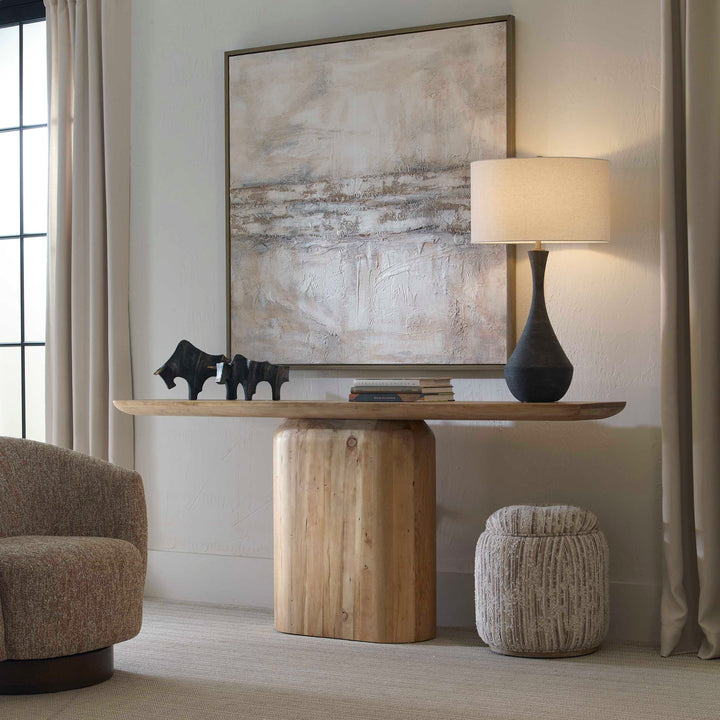 American Home Furniture Uttermost Camerlin Reclaimed Oak Console Table